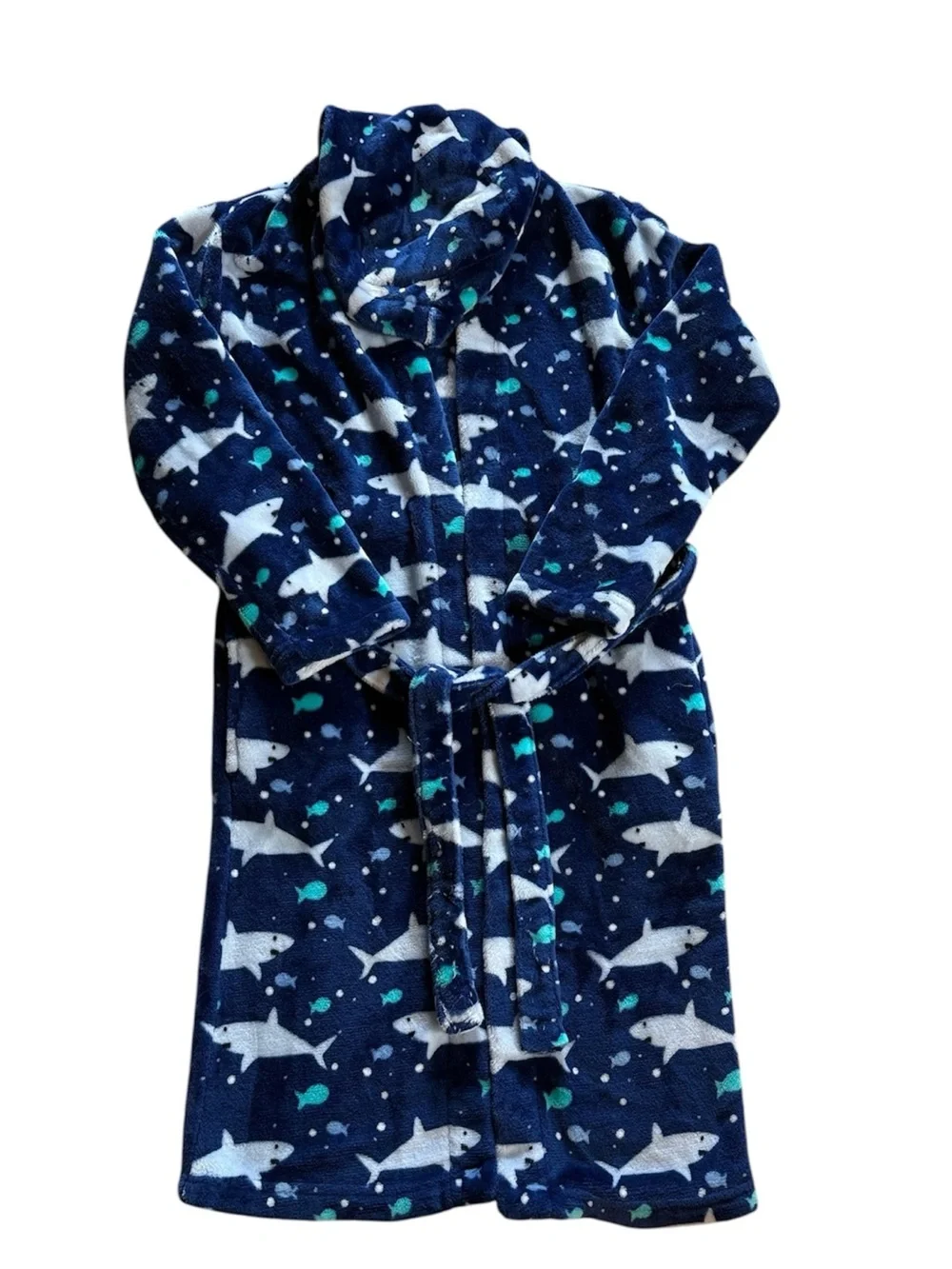Arctic Paw Kids Boys Girls Soft Fleece Hooded Bath Cover Up Sharks Blue Aqua